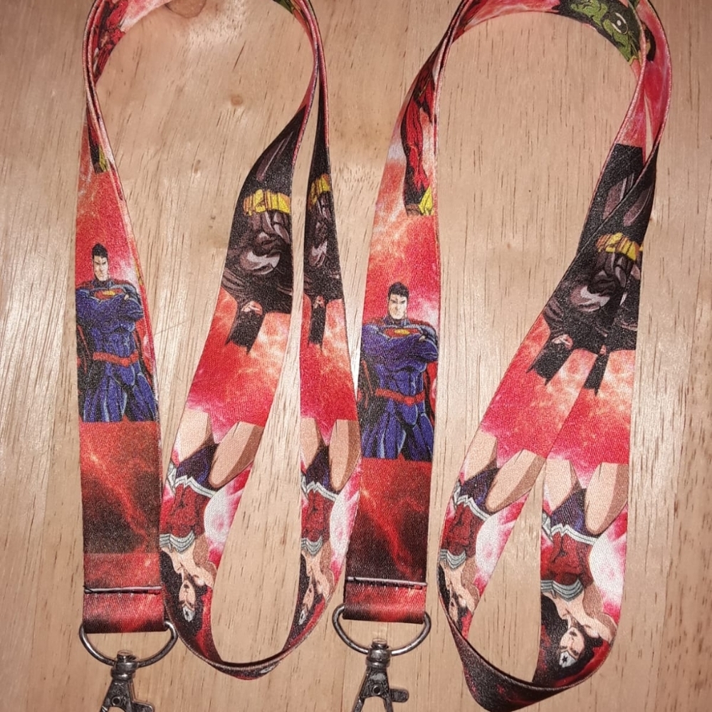 W. 2 DC Comics Superman Batman Flash Justice League Lanyards with Metal Clip